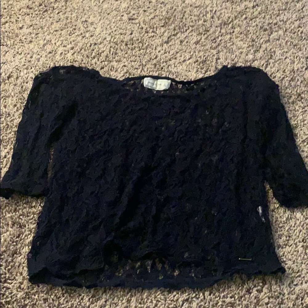 Abercrombie Sheer lace 3/4 lace top